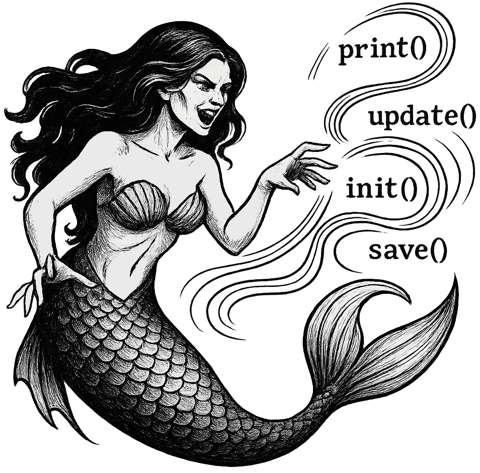 An evil Siren (Mermaid) enchanting code functions